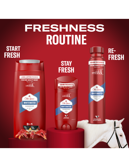 KAST 4 tk! Old Spice Whitewater meeste dušigeel Ja šampoon, 1000 ml
