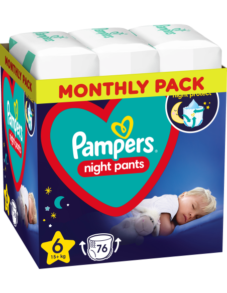 Pampers Night Pants Püksmähkmed, Suurus 6, 76 Mähet, 15+ kg