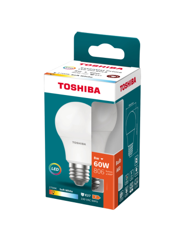 KAST 5 tk! Toshiba LED 8W(60W) E27 soe valge A60 matt 806lm