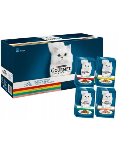 Purina Gourmet Perle Märgtoit Kassidele (60x85g) Veis, Kana, Küülik, Lõhe