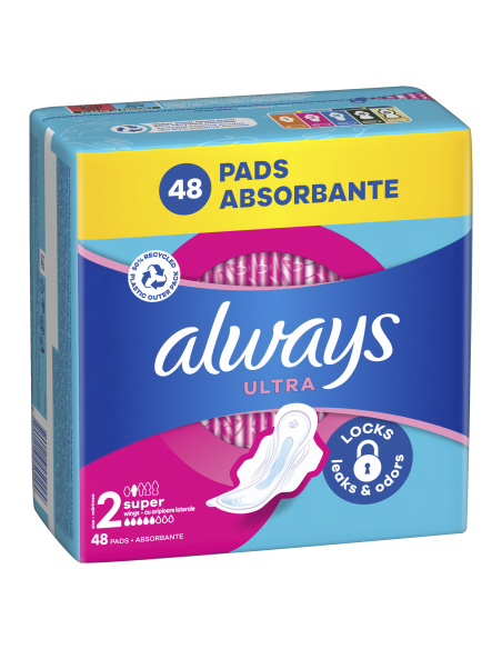 Always Ultra Size 2  hügieenisidemed tiibadega, Long, 48 tk