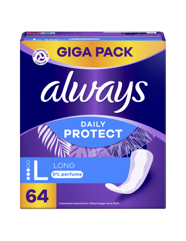 KAST 4 tk! Always Daily Protect Long Pesukaitsmed, 0% Lõhnaaineid, 64 tk