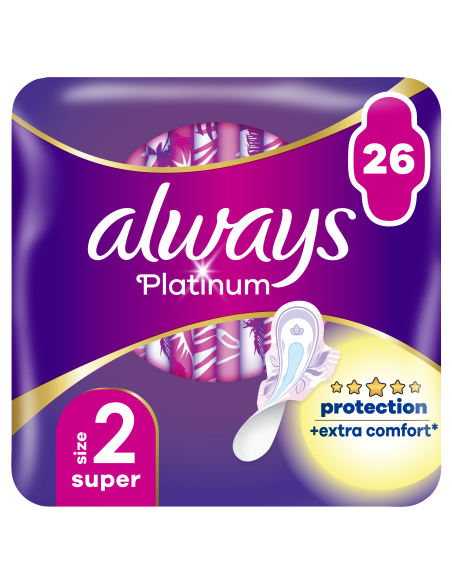 KAST 12 tk! Always Platinum Super Size 2 hügieenisidemed tiibadega, Long, 26 tk