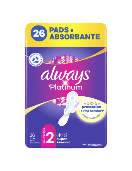 KAST 12 tk! Always Platinum Super Size 2 hügieenisidemed tiibadega, Long, 26 tk