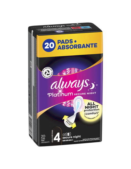 Always Platinum Secure Night Size 4 hügieenisidemed tiibadega, 20 tk