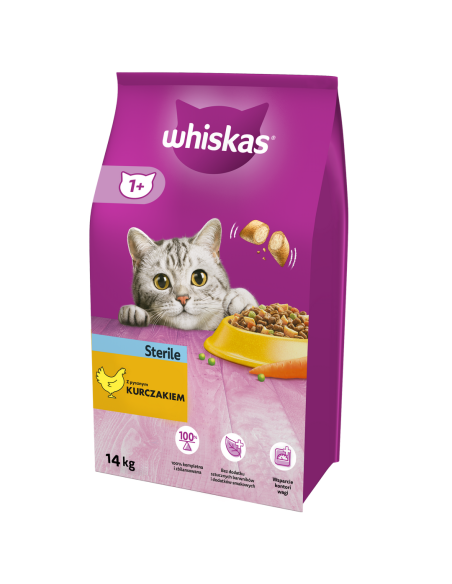 WHISKAS Sterile 14 kg - kuivtoit steriliseeritud kassidele kanaga