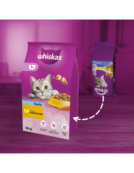 WHISKAS Sterile 14 kg - kuivtoit steriliseeritud kassidele kanaga