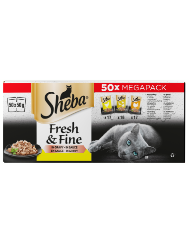 SHEBA Fresh&Fine Mix linnuliha maitsed (50x50g)