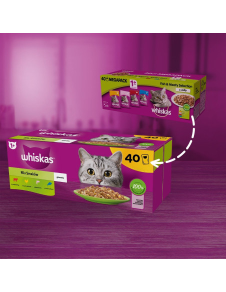 Whiskas märgtoit kassidele kana, lõhe, veiseliha, tuunikala 40x85g