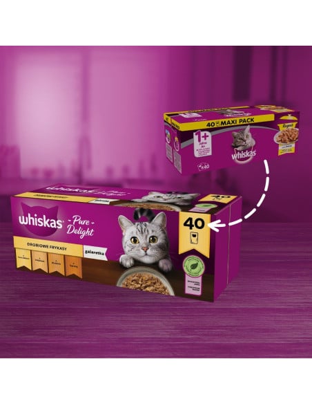Whiskas Pure Delight märgtoit kassile linnuliha MIX 40x85g