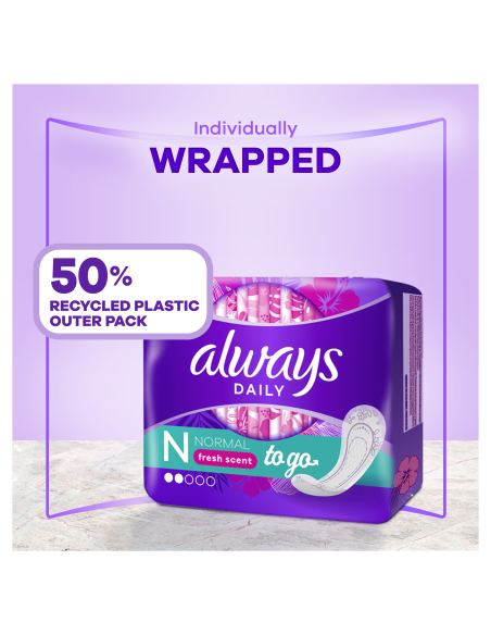 KAST 16 tk! Always Dailies Normal To Go pesukaitsmed, 20 tk