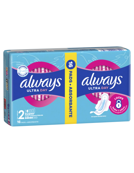 Always Ultra Size 2 hügieenisidemed tiibadega, Long, 16 tk