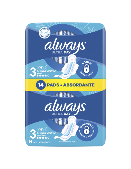 Always Ultra Size 3 hügieenisidemed tiibadega, Day & Night, 14 tk