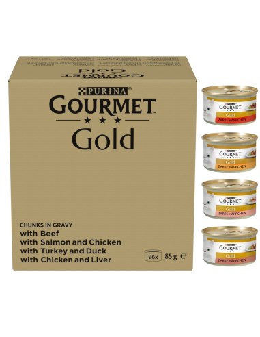 Purina Gourmet Gold kastmes veiseliha, lõhe, kalkun, kana (96x85g)