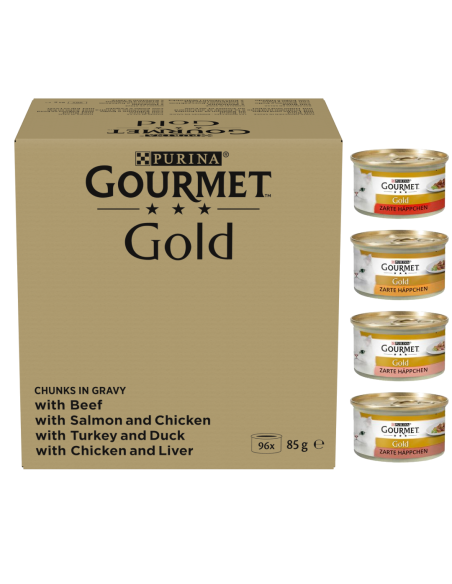 Purina Gourmet Gold kastmes veiseliha, lõhe, kalkun, kana (96x85g)