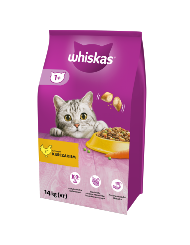 WHISKAS Adult kuivtoit kassidele kana ja köögiviljadega 14kg