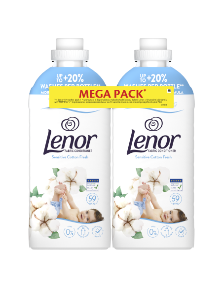 LENOR Pesuloputusvahend Sensitive Cotton Fresh 2 x 1.239 L (118 Pesukorda)