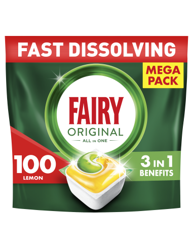 KAST 3 tk! Fairy Original All in One Nõudepesumasina Tabletid Lemon, 100 tk