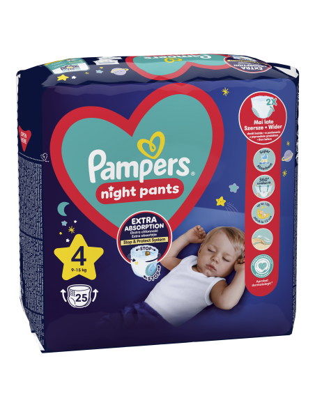 KAST 4 tk! Pampers Night Pants Püksmähkmed, Suurus 4, 25 Mähet, 9-15 kg