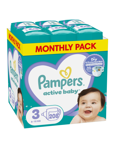 Pampers Active Baby Mähkmed, Suurus 3, 208 Mähet, 6-10 kg