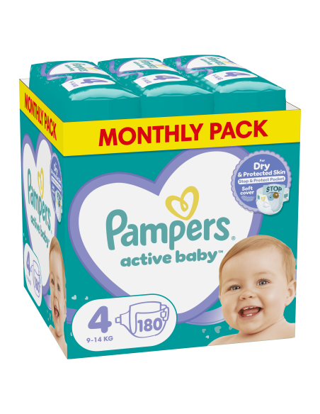 Pampers Active Baby Mähkmed, Suurus 4, 180 Mähet, 9-14 kg