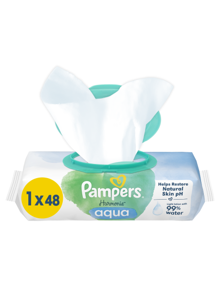 Pampers Harmonie Aqua Niisked Beebisalvrätid, 48 Niisket Salvrätikut