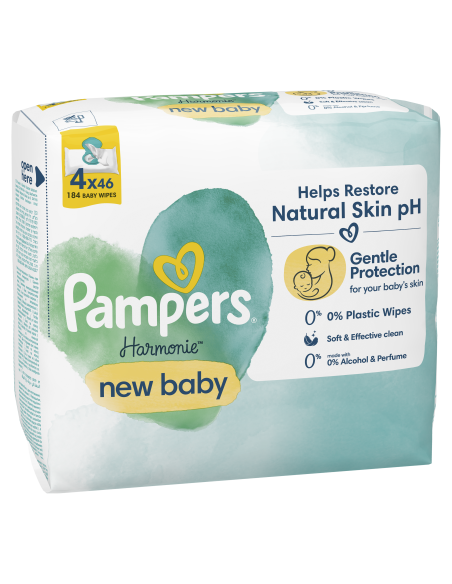 Pampers Niisked Salvrätikud Harmonie New Baby, 4 Pakki, 184 Salvrätikut 
