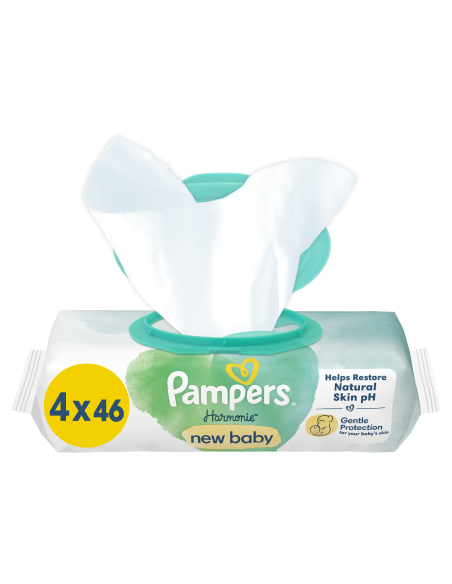 Pampers Niisked Salvrätikud Harmonie New Baby, 4 Pakki, 184 Salvrätikut 