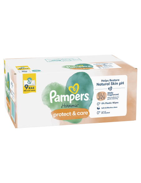 Pampers Harmonie Protect & Care Niisked Beebisalvrätid, 9 Pakki, 396 Niisket Salvrätikut