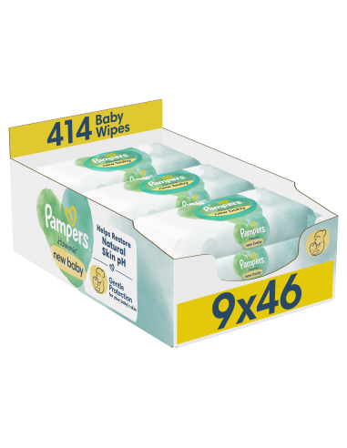 Pampers Harmonie New Baby Niisked Beebisalvrätid, 9 Pakki, 414 Niisket Salvrätikut
