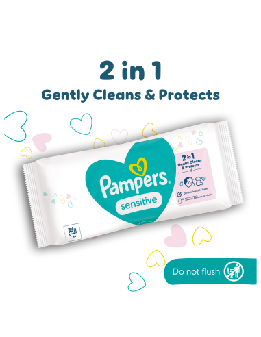 Pampers Sensitive Niisked Beebisalvrätid, 52...