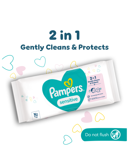 Pampers Sensitive Niisked Beebisalvrätid, 52 Salvrätti