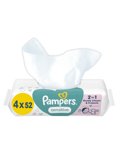 KAST 3 tk! Pampers Sensitive Niisked Beebisalvrätid, 4 Pakki, 208 Salvrätti