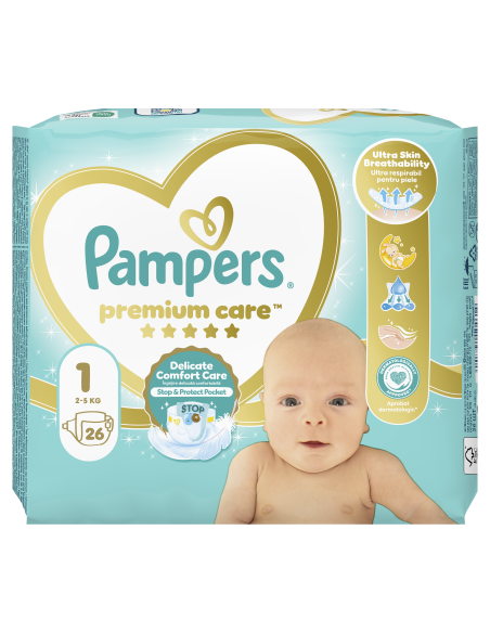 Pampers Premium Care Mähkmed,  Suurus 1 (Mini), 2–5 Kg, 26 Mähet