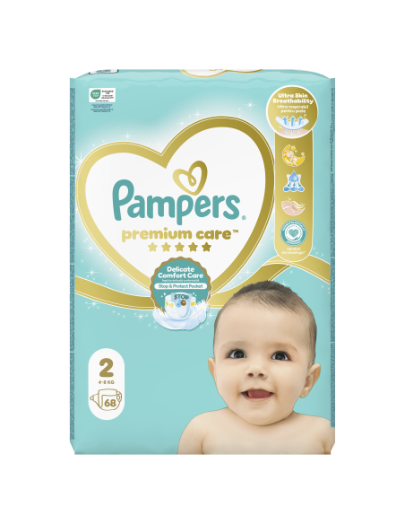 KAST 2 tk! Pampers Premium Care Mähkmed,  Suurus 2 (Mini), 4–8 Kg, 68 Mähet