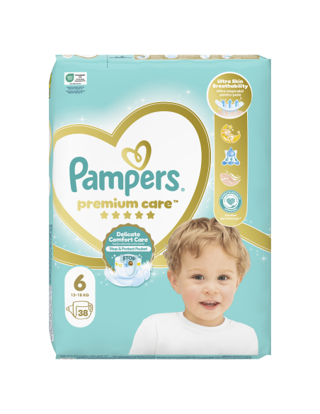 Pampers Premium Care Mähkmed,  Suurus 6, 13-18 kg, 38 Mähet