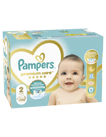 Pampers Premium Care Teipmähkmed, Suurus 2, 136 Mähet, 4-8kg