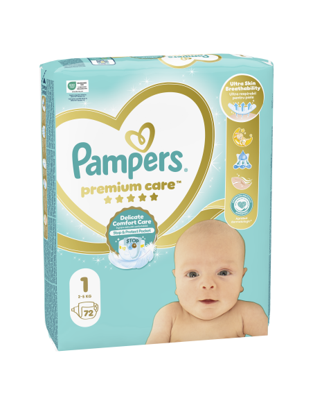 Pampers Premium Care Mähkmed,  Suurus 1 (Mini), 2–5 Kg, 72 Mähet