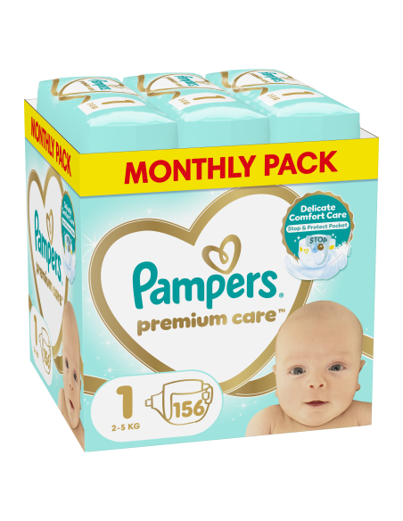 Pampers Premium Care Teipmähkmed, Suurus 1, 156 Mähet, 2-5 kg