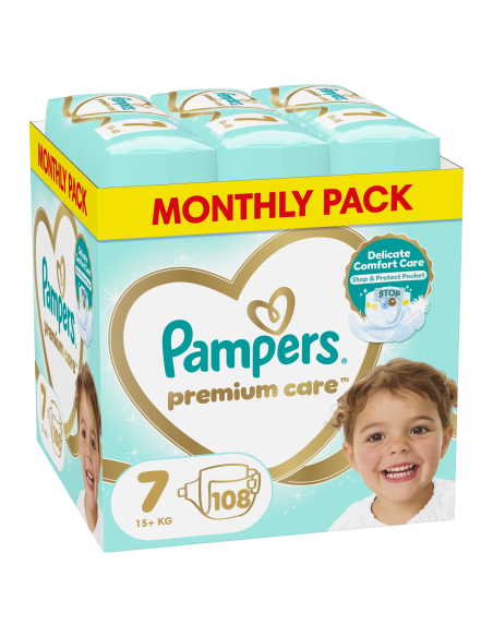 Pampers Premium Care Teipmähkmed, Suurus 7, 108 Mähet, 15+ kg