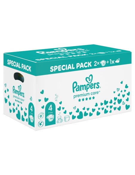 Pampers Premium Care Mähkmed, Suurus 4, 9-14 kg, 104 Mähet + KINGITUS Harmonie Aqua 48 Niisket Salvrätikut