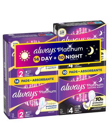 Always Platinum hügieenisidemed Day (Size 2, 14 tk) ja Night (Size 4, 10 tk)