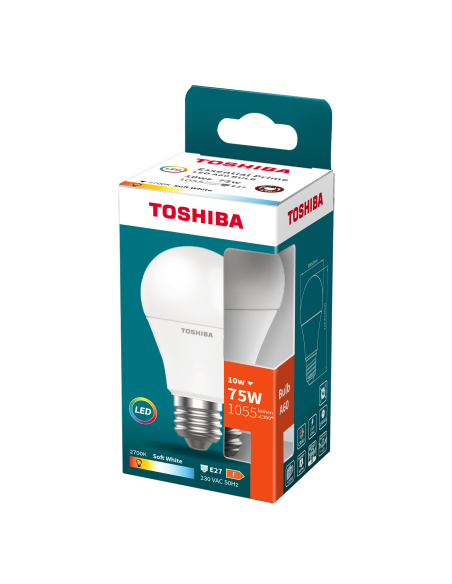 KAST 5 tk! Toshiba LED 10W (75W) E27 soe valge A60 matt 1055lm