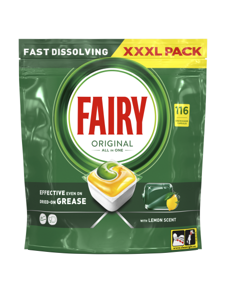 KAST 2 tk! Fairy Original All in One Nõudepesumasina Tabletid Lemon, 116 tk