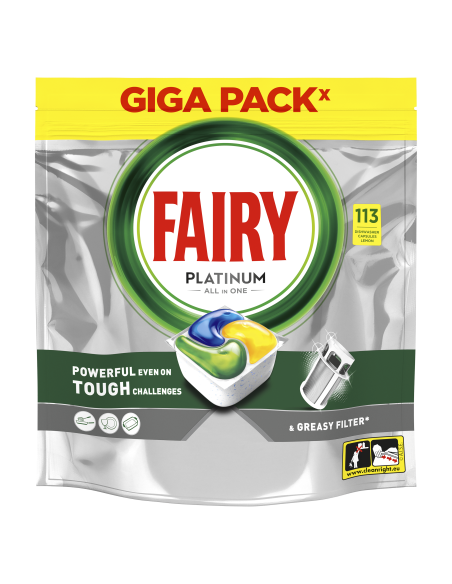 Fairy Platinum All in One Nõudepesumasina Tabletid Lemon, 113 tk
