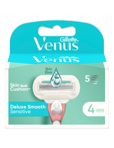 Gillette Venus Deluxe Smooth Sensitive raseerija varuterad naistele 4 tk