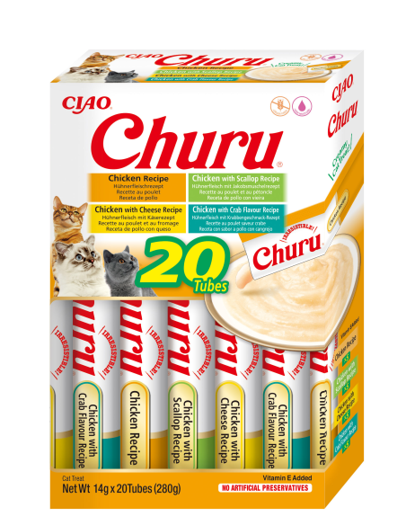 KAST 16 tk! Inaba Cat Churu 20x14g (280g) kreemjas kassimaius kanaga