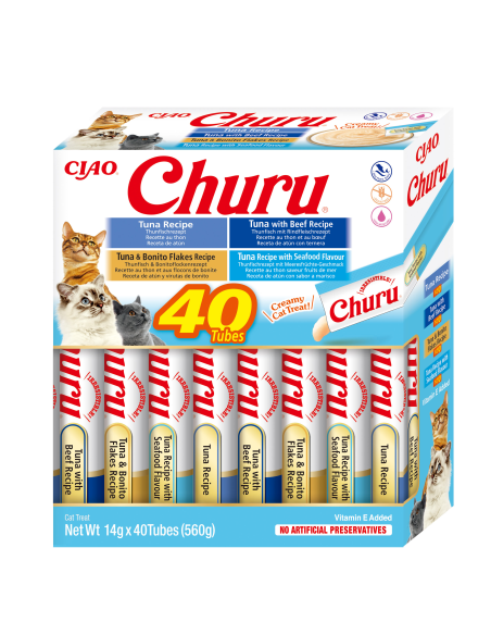 Inaba Cat Churu 40x14g (560g) kreemjas kassimaius tuunikalaga