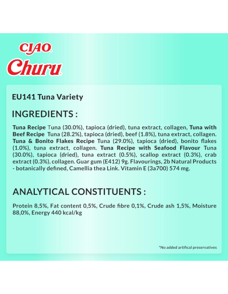 Inaba Cat Churu 40x14g (560g) kreemjas kassimaius tuunikalaga
