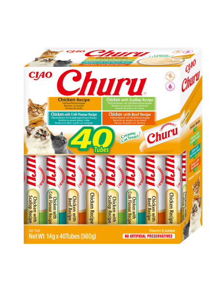 Inaba Cat Churu 40x14g (560g) kreemjas kassimaius kanaga